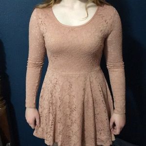 Dusty Pink Flower Lace Dress